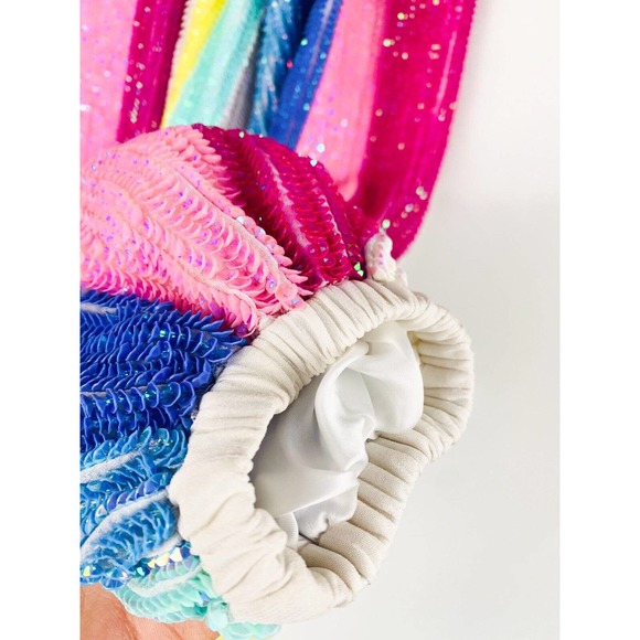 Retrofete Gabrielle Robe Dress Unicorn Stripes Rainbow Sequin BloggersFavorite - Picture 8 of 10